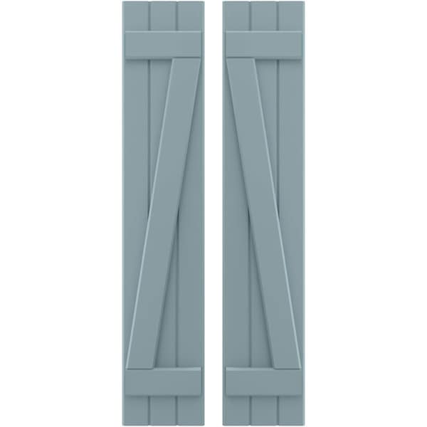 Ekena Millwork Americraft 3-Board (2 Batten) Wood Joined Board-n-Batten Shutters w/ Z-Bar, ARW102BB311X77SBH, PR ARW102BB311X77SBH - main